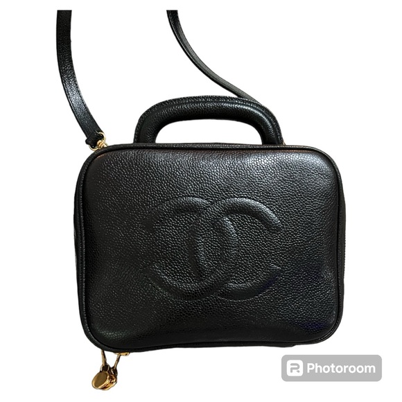 CHANEL Vintage lunchbox vanity bag case circa 1997 black caviar gold hardware - Picture 2 of 13